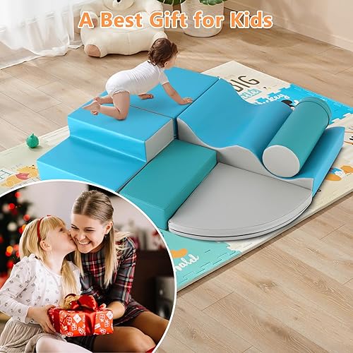 Miniatura 5 de Juego de bloques de escalada de espuma, 6 piezas para niños, juego de actividades de espuma suave, juguetes de escalada para niños pequeños,