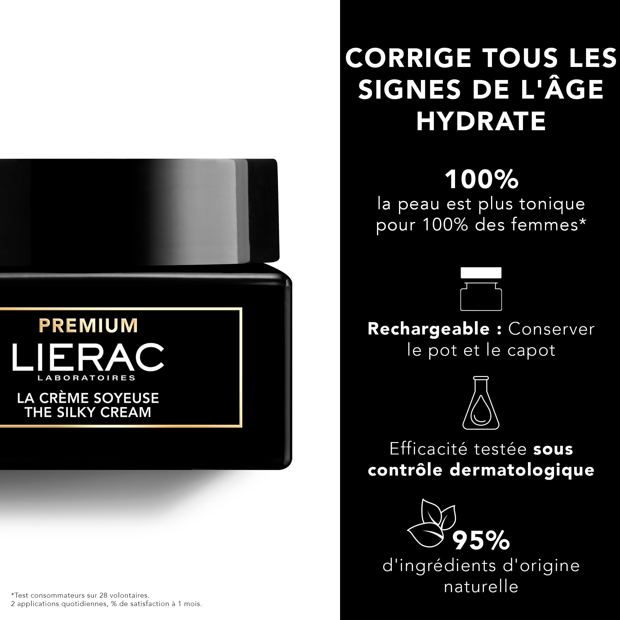 Lierac Premium - Crème Soyeuse Anti-Âge Global - Enrichie en Poudre Matifiante Végétale et Acide Hyaluronique - Crème Hydratante Visage, Anti-Âge et Éclat - Soin visage Peaux Normales à Mixtes