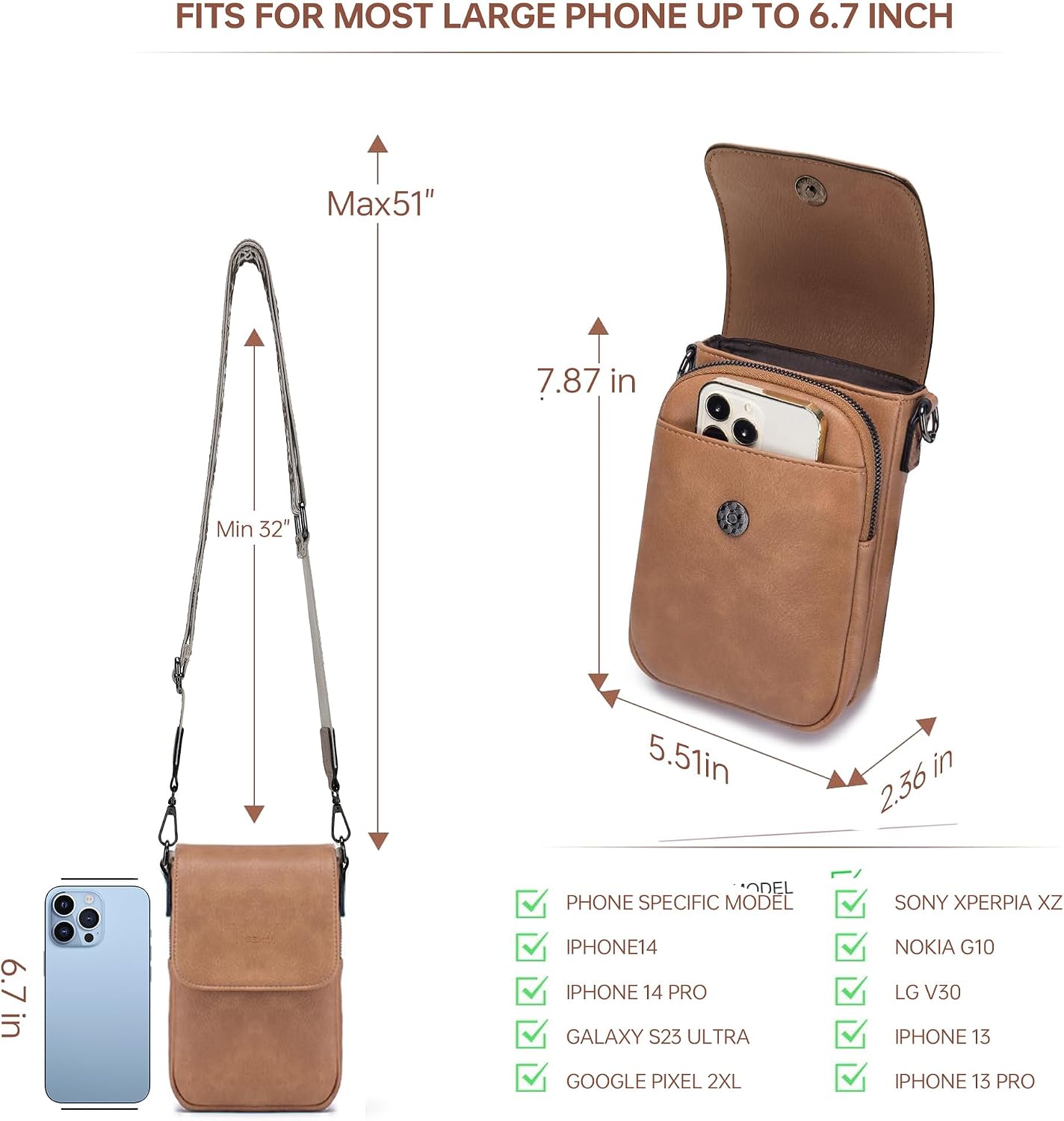 GEMIU Small Rfid Cell Phone Purse Leather Crossbody Purses for Women Travel