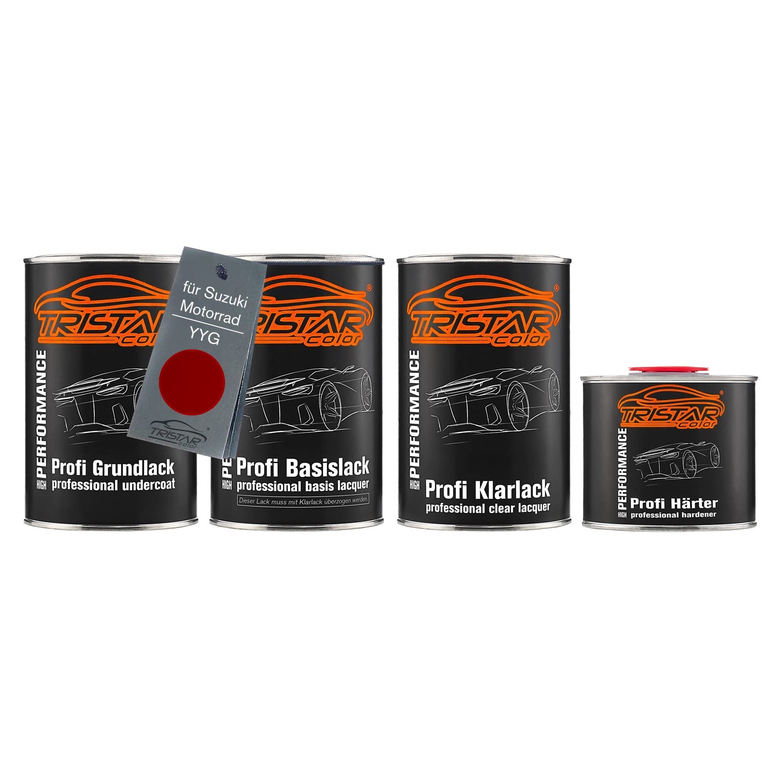 TRISTARcolor Motorcycle paint Set can ready for spraying for Suzuki Motorrad YYG Daring Red Metallic under + base + 2K clear coat 3.5l