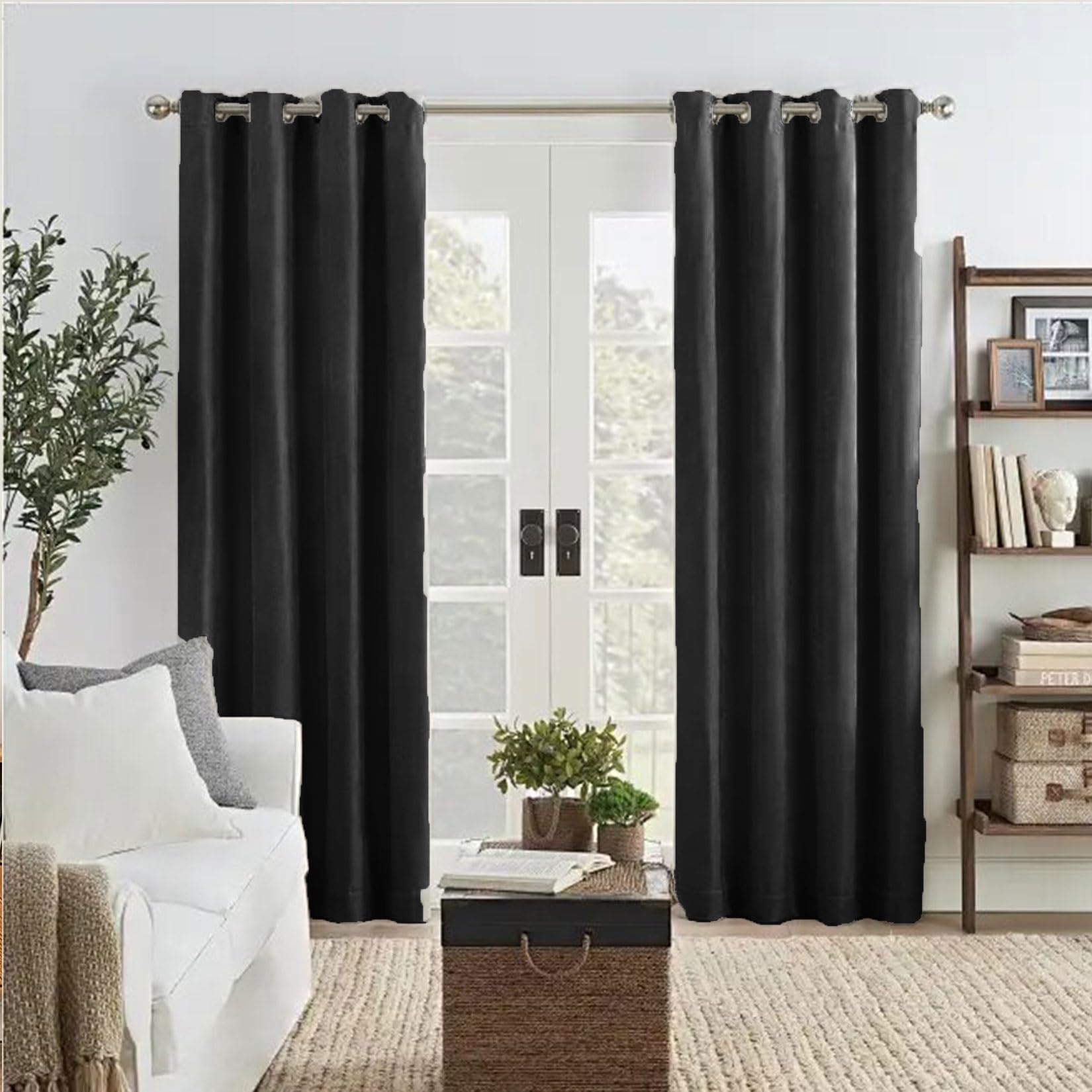 Liujyuan Black Out Curtain 155 X 115 Cm Windproof, Rod Pocket, Room Darkening Eyelet Curtain, Window Thermal Insulated Energy For Balcony, Kithcen Window,