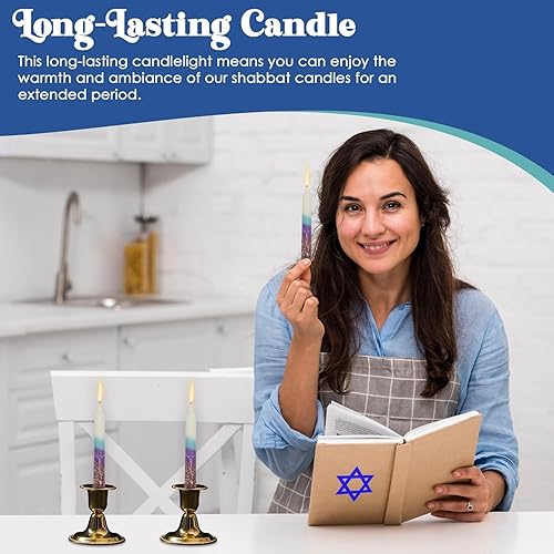 Miniatura 143 de Majestic Giftware /Safed Candles - Paquete de 12 velas Shabat (SC-SHTR-T) Velas tradicionales de Shabat hechas a mano de 5 pulgadas sin goteo Se