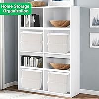 Vista 7 de 6 Pack Plastic Storage Baskets With Lids,White Breathable Stackable Storage Bins,Small Storage Containers,for Organizing Storage Baskets on