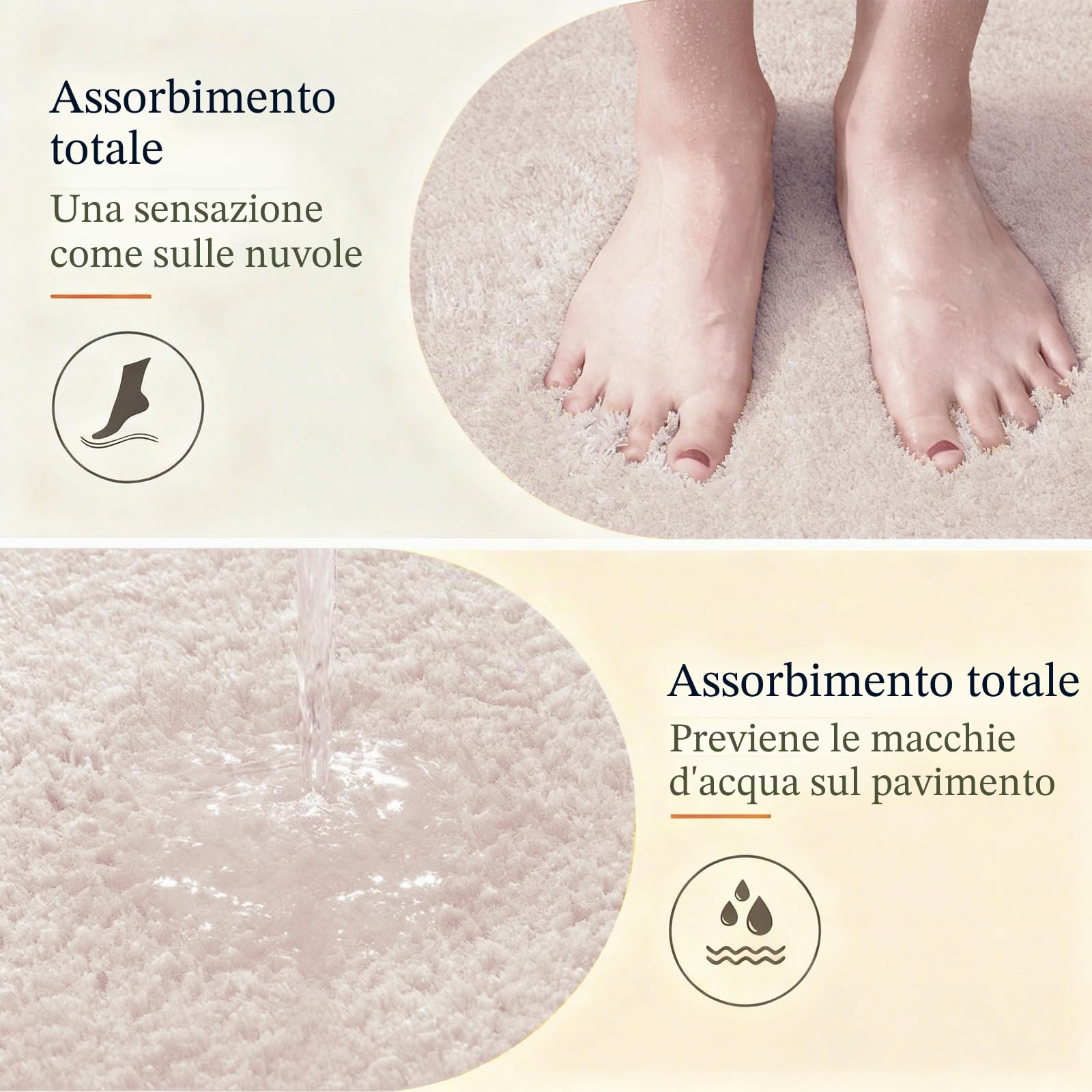 CECOMBINE Tappetino da bagno a forma di L, tappetino da doccia angolare in microfibra, antiscivolo, assorbente, con fondo antiscivolo, dimensioni interne 80 x 80 cm, tappeto per bagno, vasche, casa