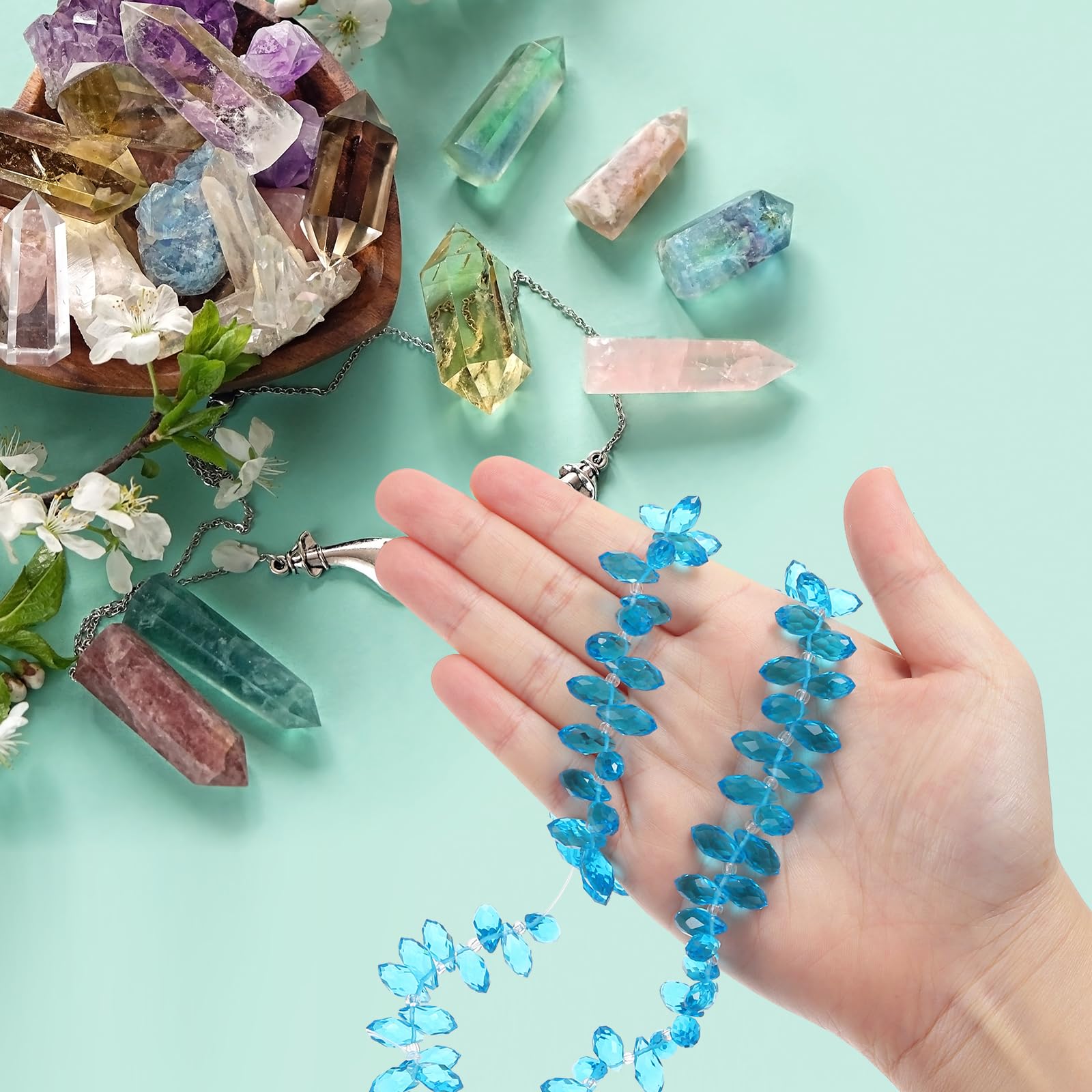 PATIKIL 2 Strands 180-190Pcs Teardrop Crystal Beads - Image 3