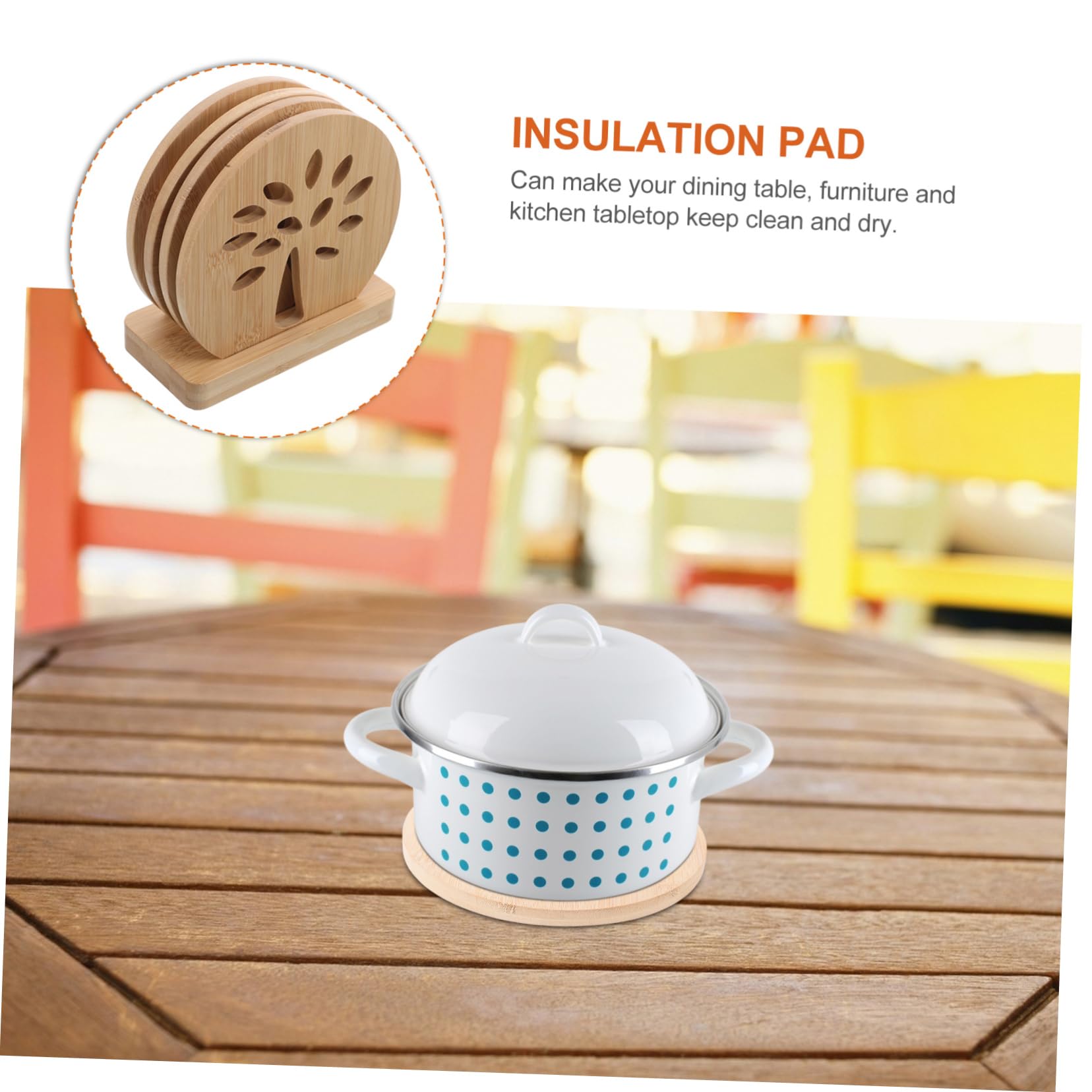Dessous de Plat Usage Multifonctionnel en Bambou, Antidérapants Lot de 4 pour Table à Manger Cuisine