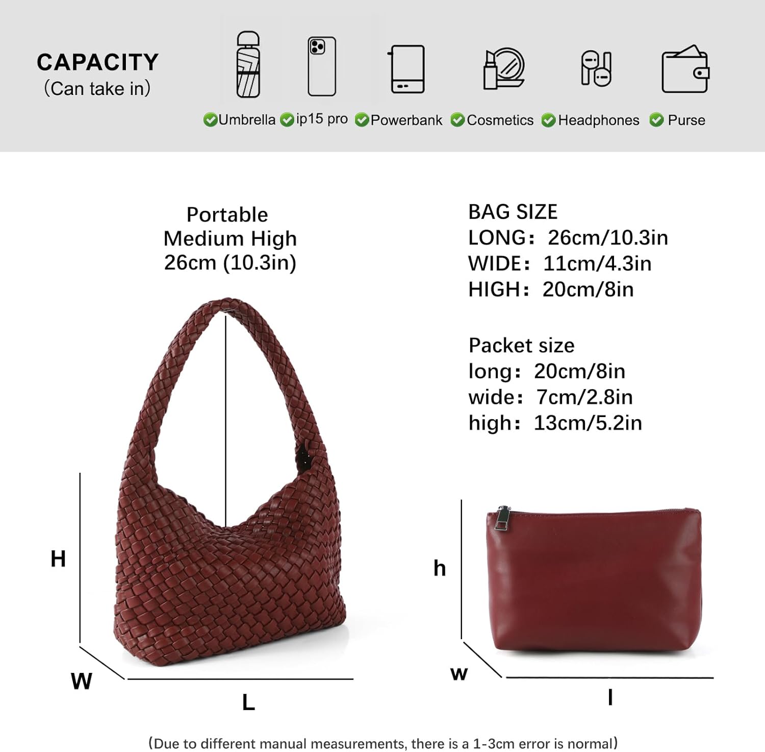 Handmade Woven Tote Bag - Women's Vegan Leather Shoulder Bag With Purses - Image 4