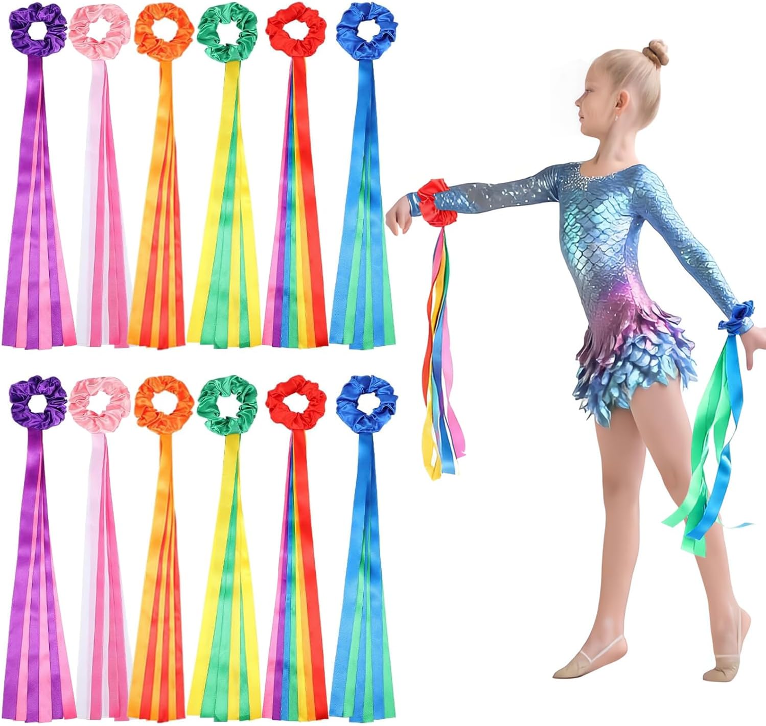 Amazon.com : 18 Pcs Rainbow Dance Ribbons Hand Held Rhythm Gymnastics ...