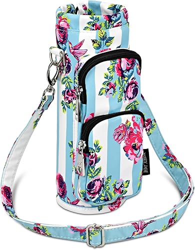 Bolsa de transporte Betsey Johnson con funda aislante para botella de agua, bandolera ajustable con bolsillos - Accesorios ligeros de poliéster,