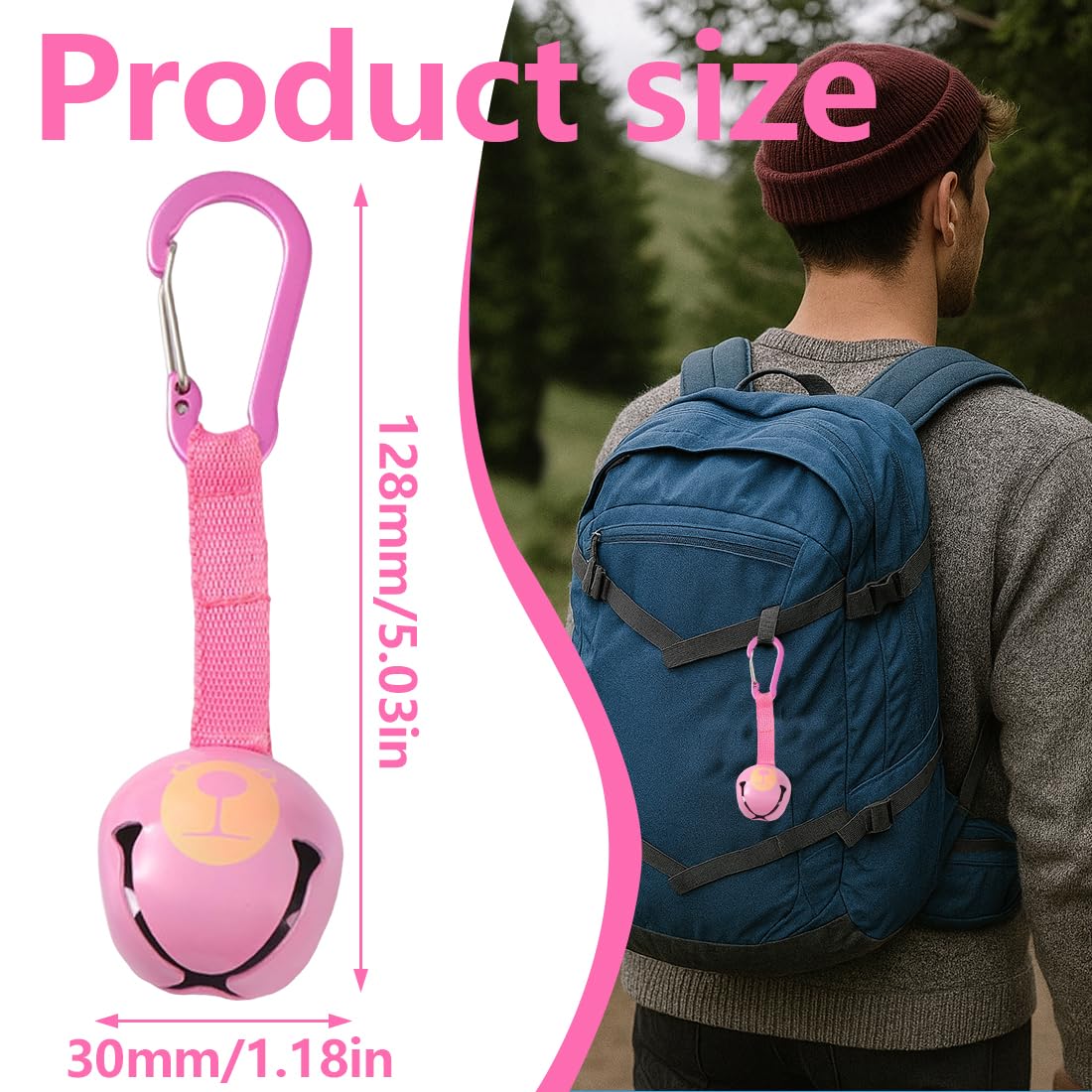 1 Pezzi Campanello Rosa Camping Campanella Anti Orso Campanelli per Orsi Rumorosi Escursionismo Promemoria Campana Campanelli Orso Forte per Gli Escursionisti per Escursionismo Campeggio Attività