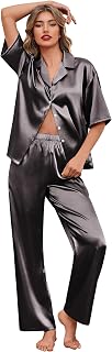 Ekouaer Women's Silk Satin Pajama Set