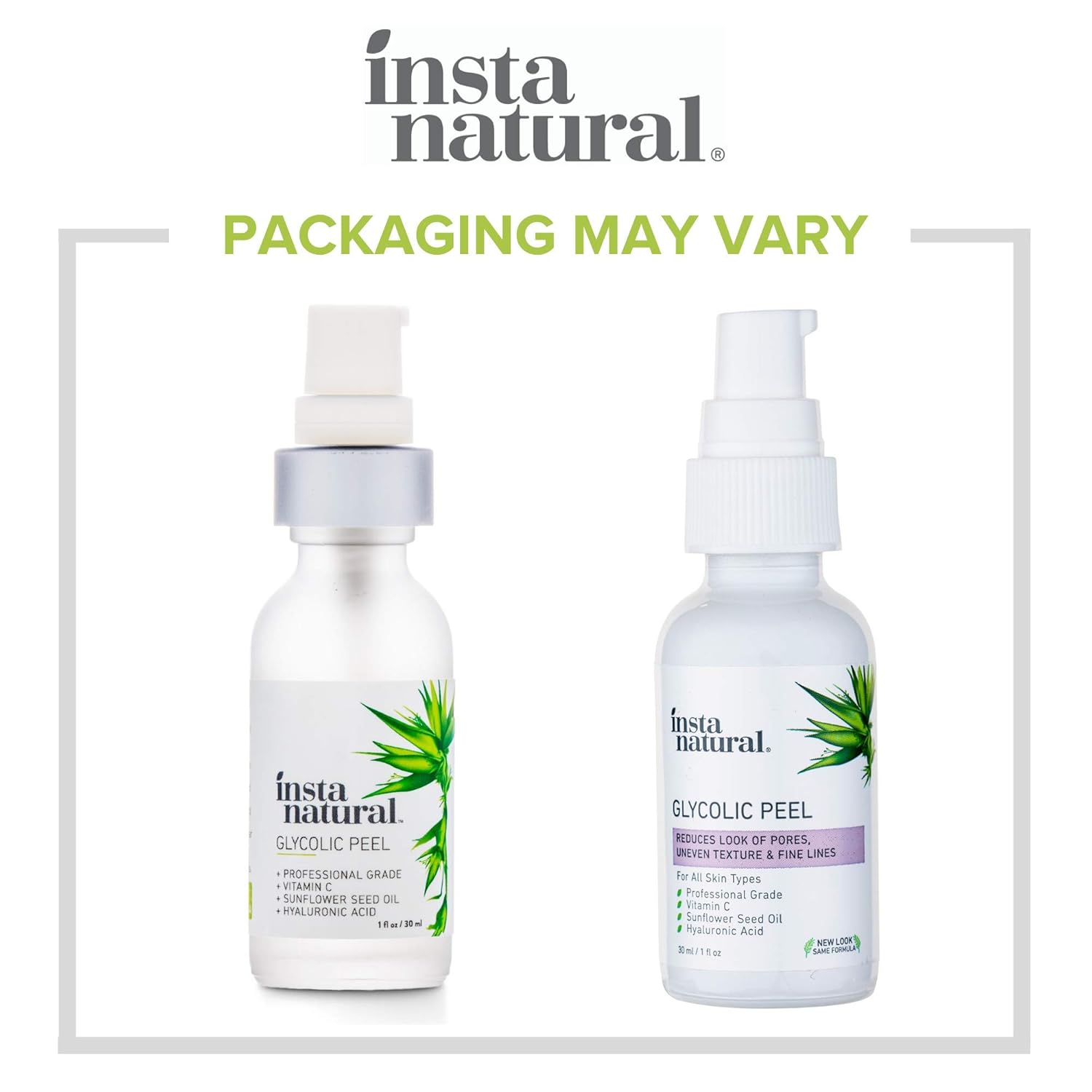 Glycolic Acid Facial Peel - With Vitamin C, Hyaluronic Acid - Best Treatment to Exfoliate Deep, Minimize Pores, Reduce Breakouts, and Appearance of Aging & Scars - InstaNatural - 1 oz : Beauty & Personal Care