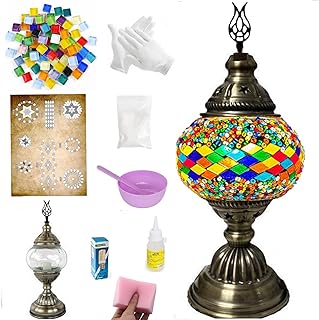 JORSCD DIY Turkish Mosaic Table Lamp kit,Stained Glass Lamp kit for Starter-an Easy Mosaic Art Kit for Making Your own lamp to Decorate Living Room and Bedroom