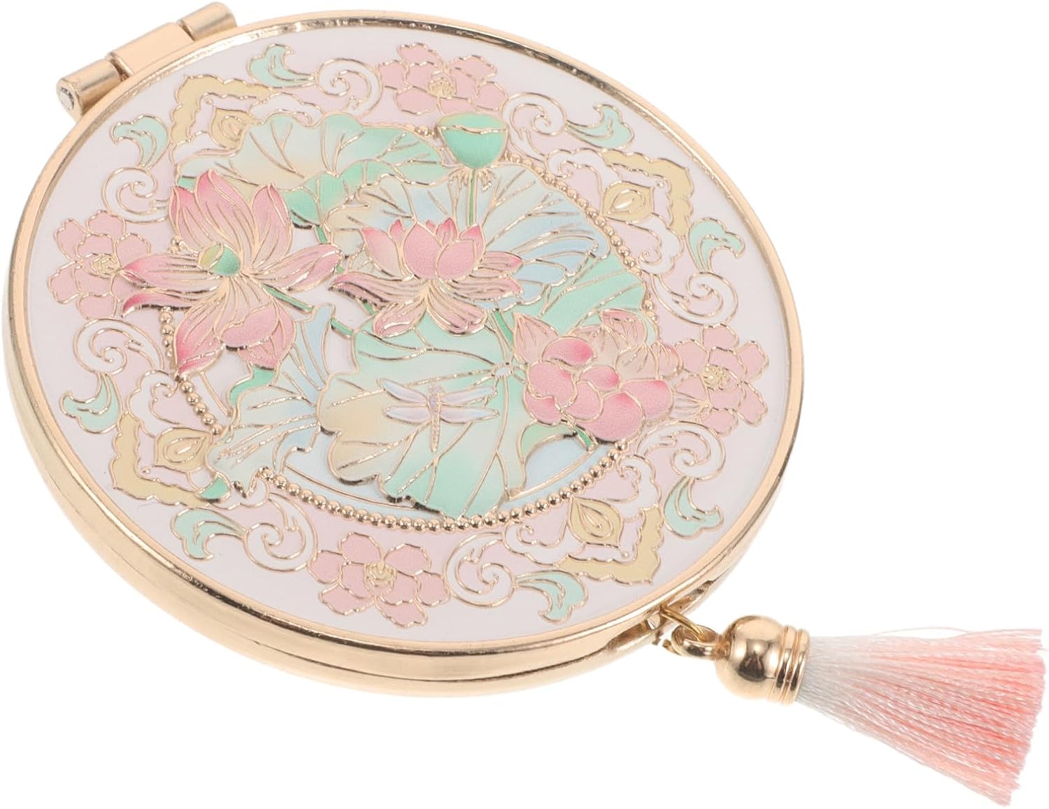 VICASKY Portable Pocket Makeup Mirror Foldable Metal Lotus Design