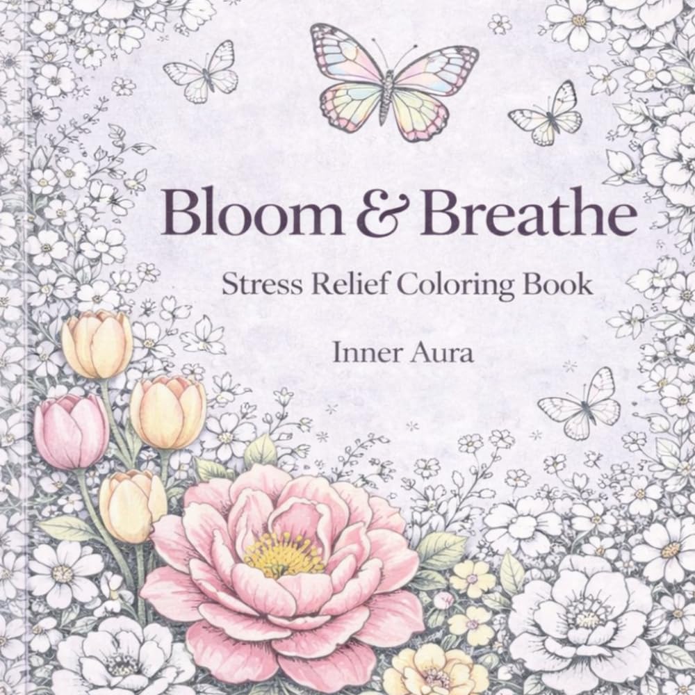 Bloom & Breathe Stress Relief Coloring Book: A Relaxing Coloring Book with Flowers and Butterflies