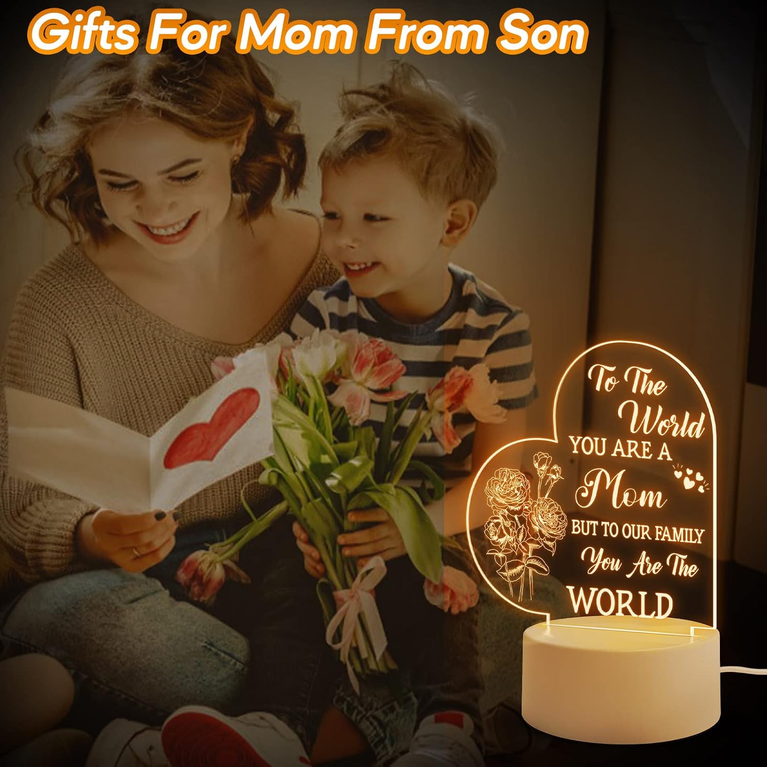 Winzwon Mothers Day Gifts for Mum from Daughter Son Birthday Gifts for Mum Night Light Acrylic Lamp Room Decoration - Image 4