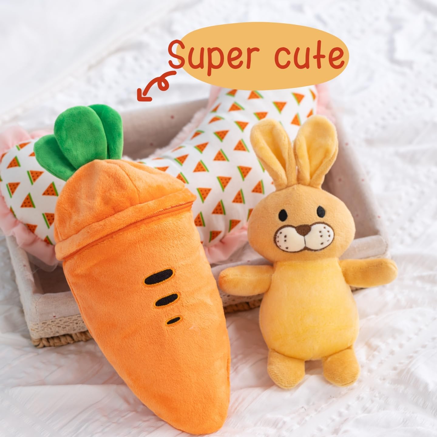 Carrot Plush Toy with Bunny Inside 11" - Interactive Zipper Design, Rabbit Stuffed Animal, Cute Easter Gift & Home Decor, Soft Bunny Stuffed Animal for Kids & Collectors