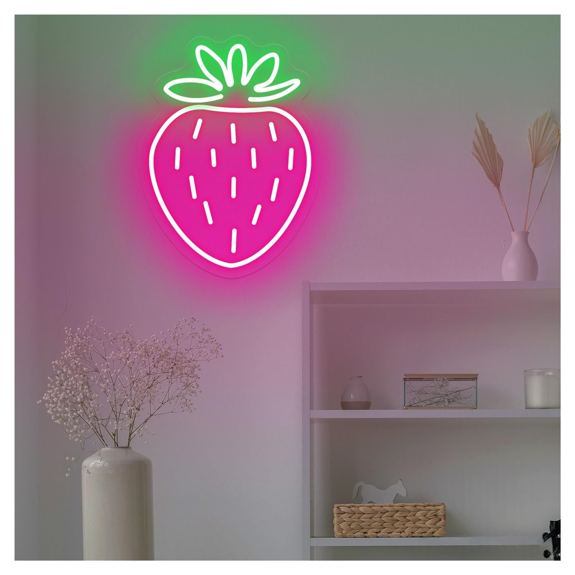 Shouxi C Sign Lamp Strawberry Neon Sign, Fruit Light For Wall Art Decor, Farmhouse Kitchen 43Cm(C)