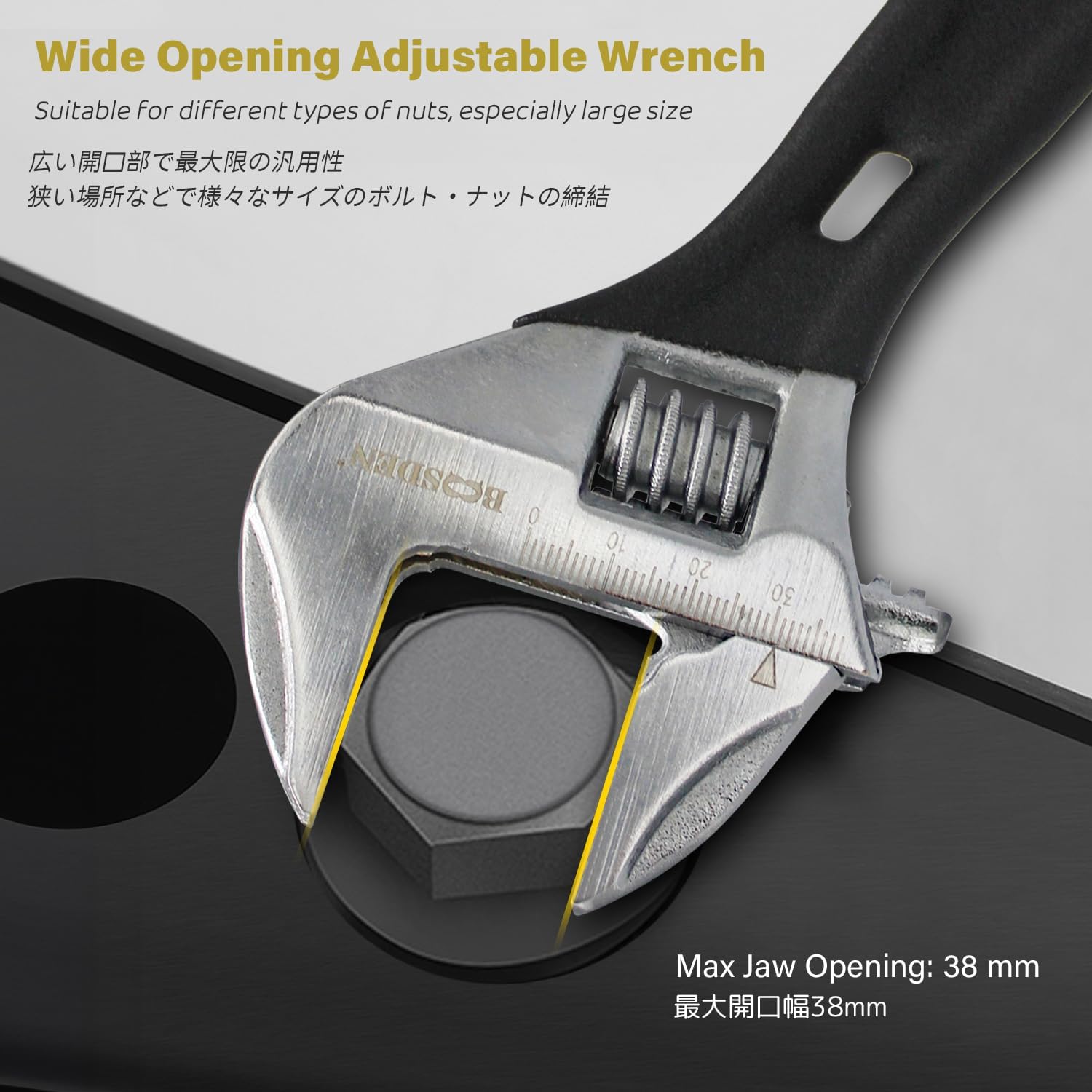 BOOSDEN Adjustable Wrench, 6 inch Stubby, Chrome Vanadium Steel, Ideal for Pipe, Gas Industry, and Disassembly