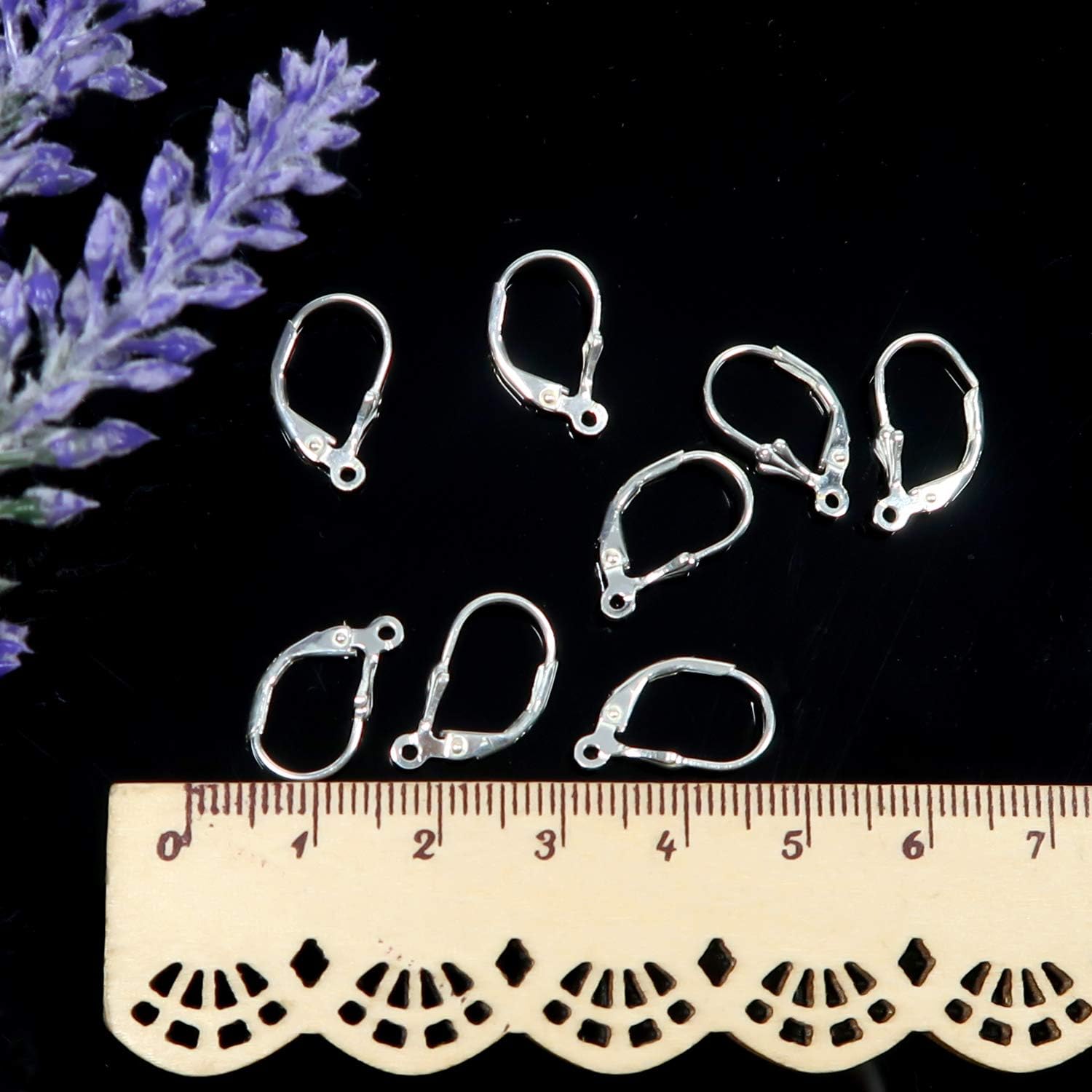 TOAOB 8pcs 925 Sterling Silver Leverback Earring Findings with Open Loop 10x17mm French Earring Hooks Dangle Ear Wire Clip Silver Connector for Jewelry Making