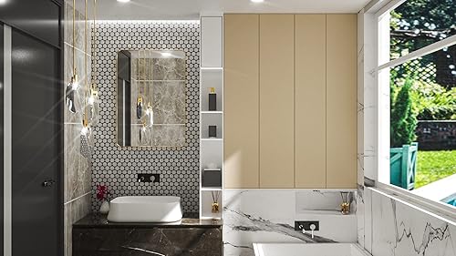 Miniatura 8 de TETOTE - Espejo rectangular para pared de baño de 22x30 pulgadas con marco de metal cepillado plateado, espejo moderno de tocador (horizontal o