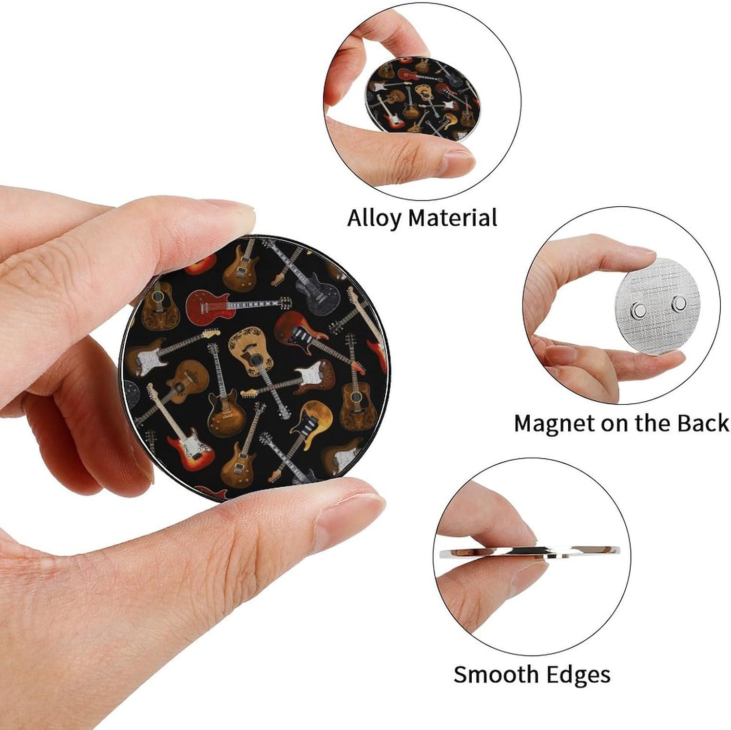 Guitars Round Fridge Magnets, Strong Magnetic Refrigerator Stickers, Multi-Use No Trace Non-Scratch Magnets for Kitchen Home Decor Office Whiteboard And Cabinets image 3