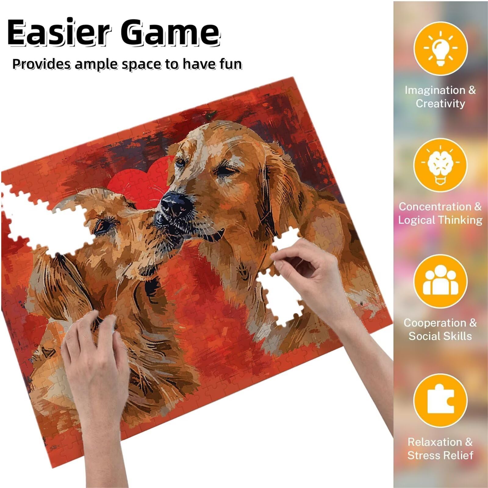 Jigsaw Puzzle, 1000 Pezzi Puzzle Classici, Amore Puzzle Rilassamento Intelligence, Mpossibile Difficile Puzzles impegnativo per adulti Puzzles per Gioco Familiare, Regalo per Amore Amico Cane K0F-165