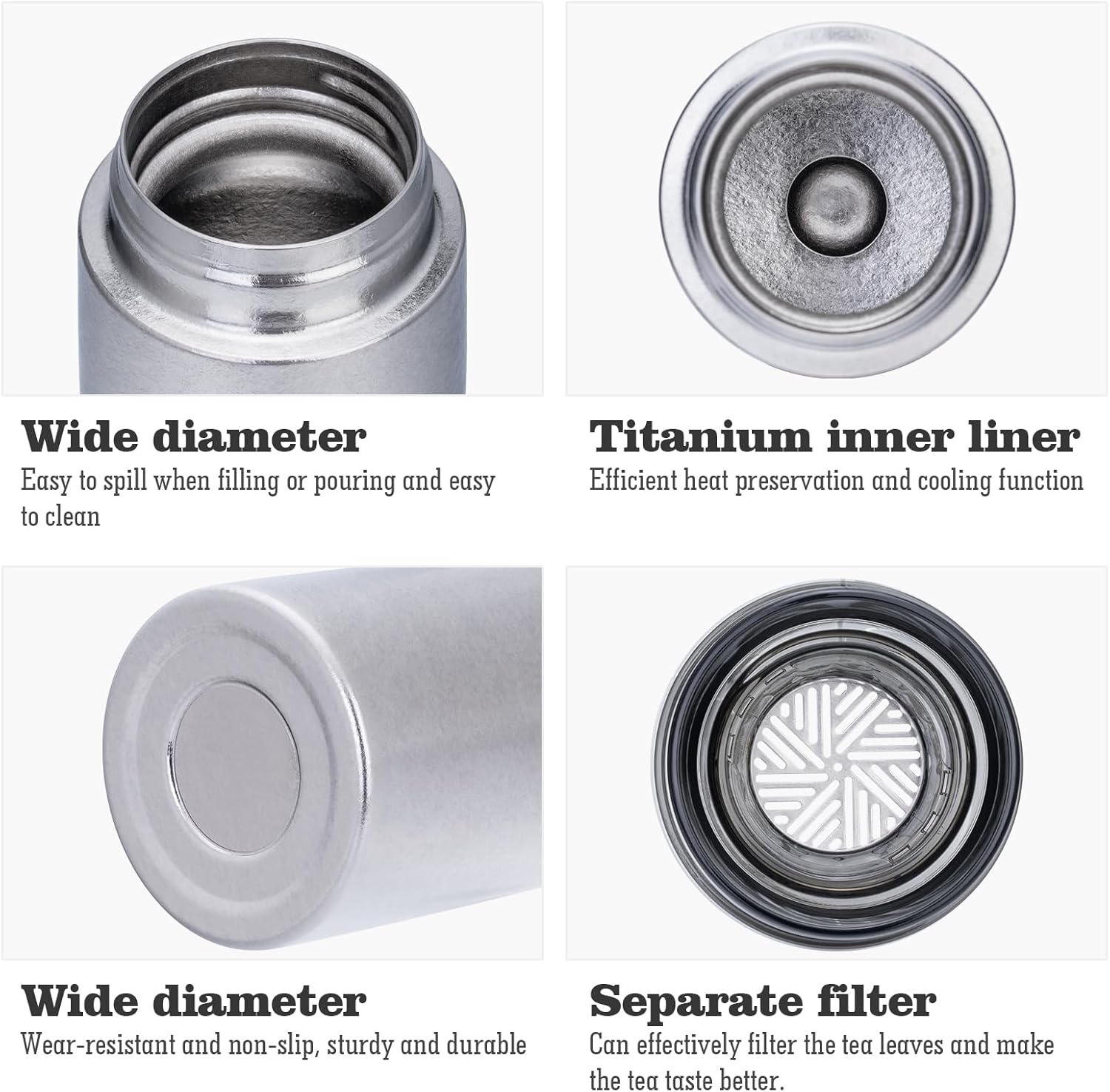 Boundless Voyage Titanium Insulated Bottle Slim Water Bottle 9.45oz Leakproof & Packable & Reusable Coffee Tea Cup for Picnic, Car, Backpack - ti3014D