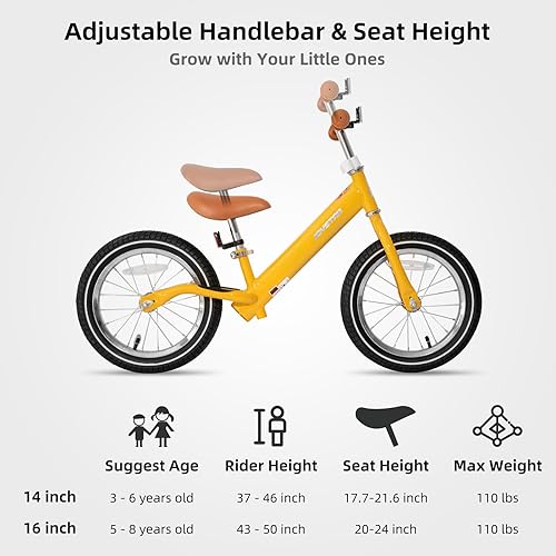 Miniatura 4 de JOYSTAR 1416 Inch Balance Bike for Toddlers and Kids Ages 3-9 Years Old Boys and Girls - Kids Push Bike for Big Kids - No Pedal Sport Training