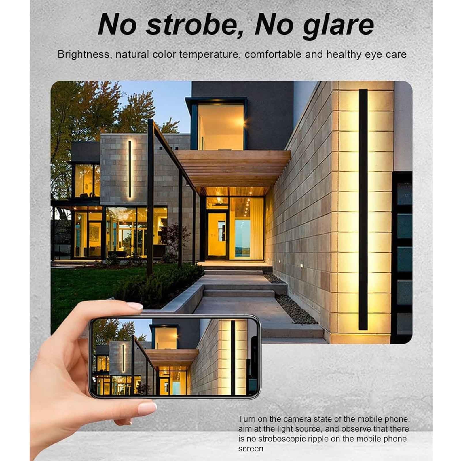Focos Led Exterior - Aplique De Pared LED Largo, Iluminación De Pared De Tira Lineal 3000-6000K, Aplique Decorativo Resistente Al Agua IP65, Aplique De Pared Exterior De Acrílico Antioxidante(Neutral