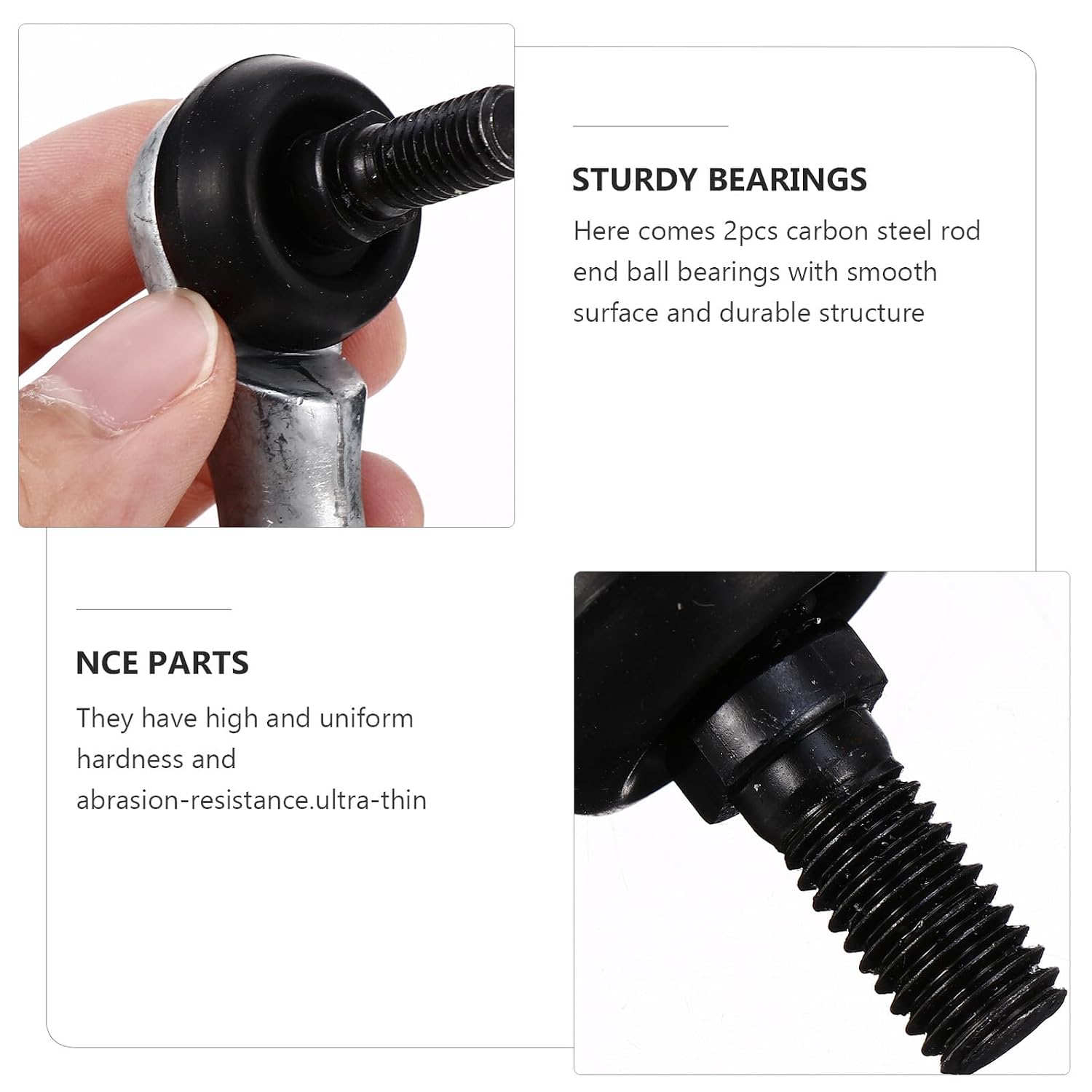 2 Pcs Rod End Bearings Set Right Hand Thread Ball Joint Head for Electric Tool Parts High Pressure Resistant Professional Bearings for Automated Equipment