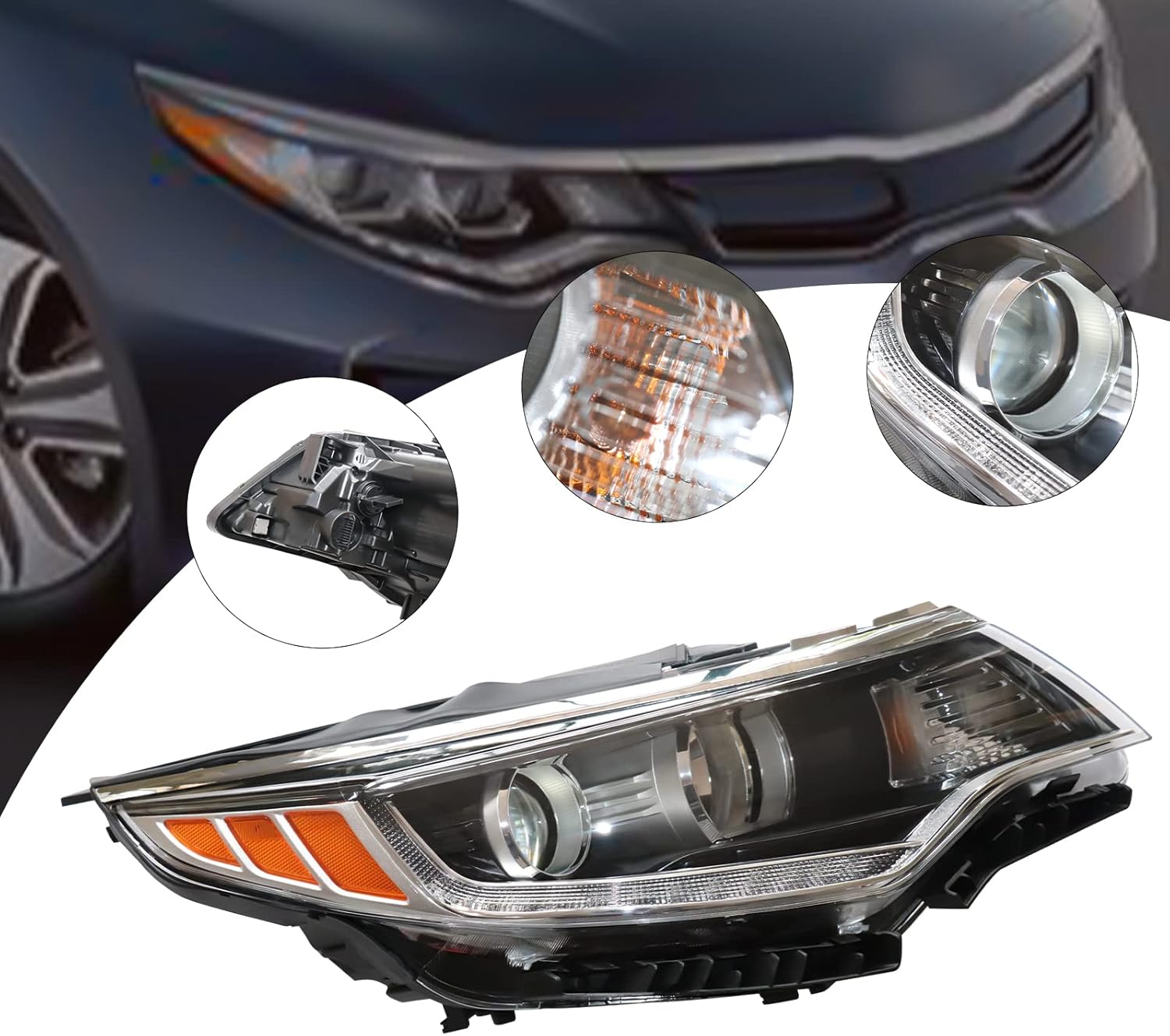 LYNICESHOP Front Headlight, Clear Headlight for Kia Optima 2016-2018 Halogen with LED DRL Assembly Headlights, Assembly Replacement Factory Headlamp (Passenger Side)