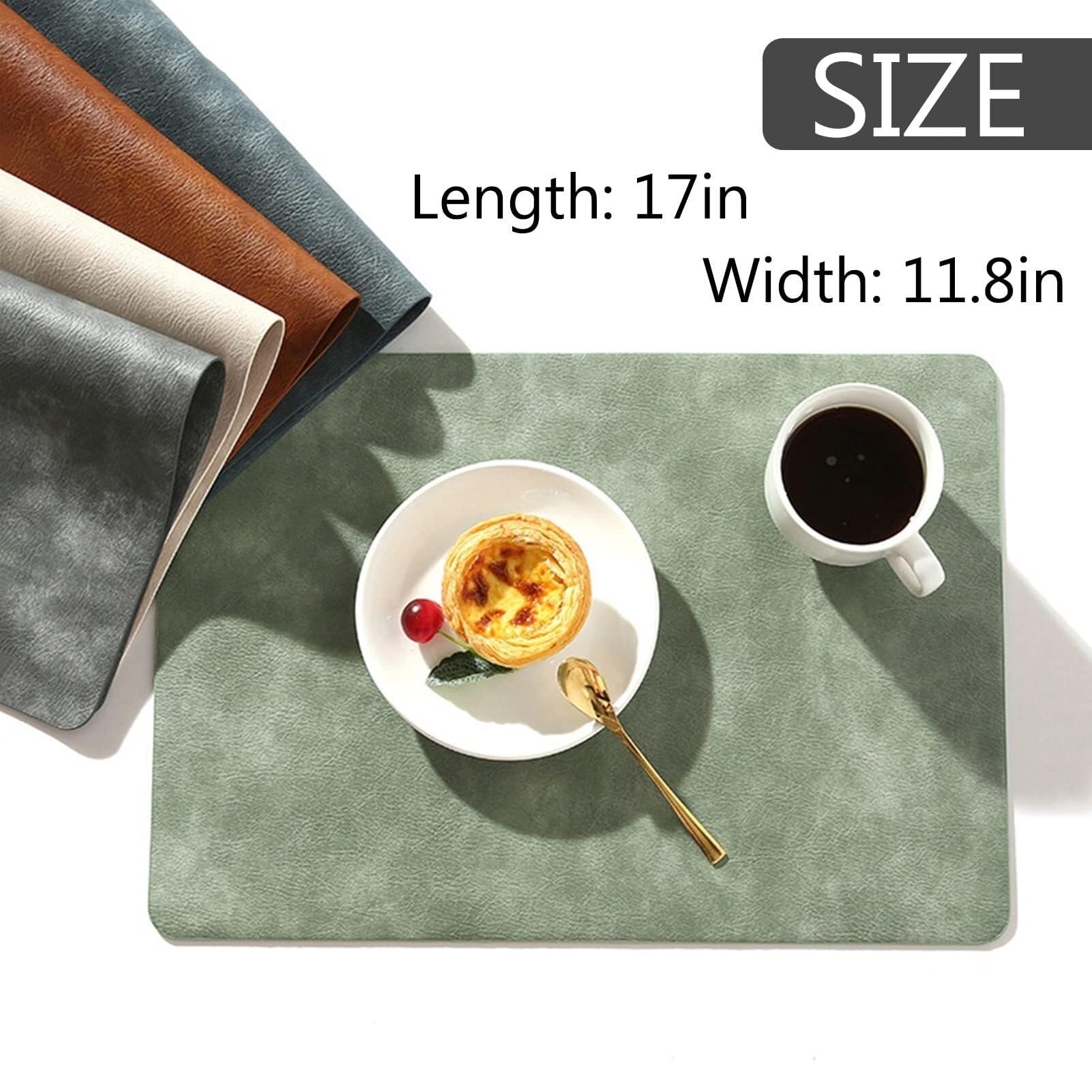 Lot de 4 sets de table en cuir synthétique résistant à la chaleur pour table de salle à manger, imperméable, lavable et lavable (noir)