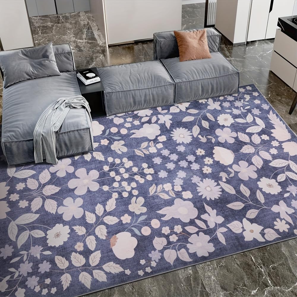 Tapis bleu pastel lavable fini les glissades tapis salon fin