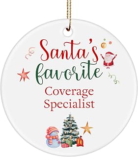 Santa's Favorite Coverage Specialist Ornament for Christmas 2024 2025 2026 Round Ceramic Funny Gifts for Him Her Underwriting Specialist Coworker Men Women Son Daughter