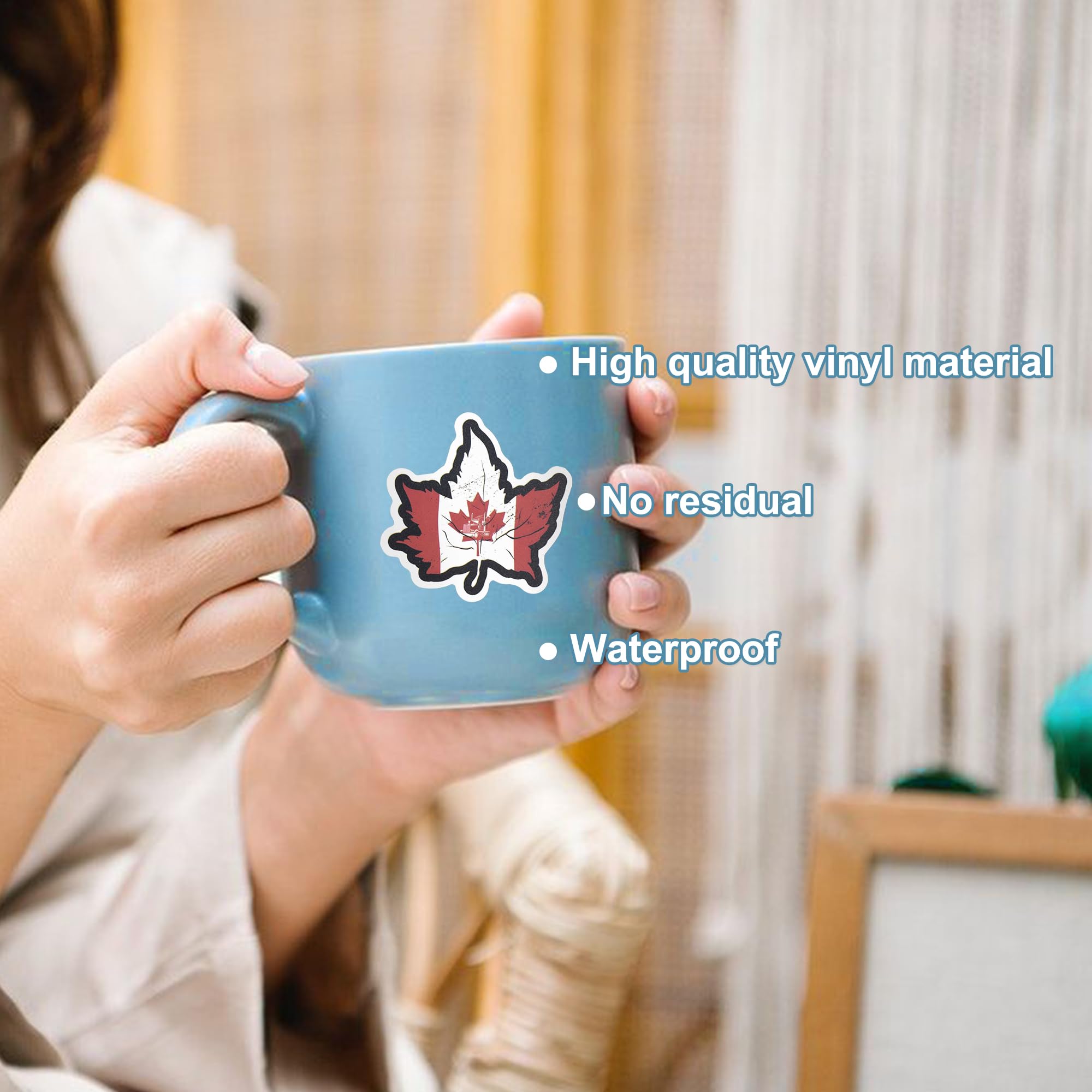 SUSIHI Canada Stickers for Laptop, WaterBottle 50Pcs Canadian Flag Maple Vinyl Waterproof Travel Stickers Gifts for Adults Teens — view 5