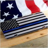 Vista 48 de JASS GRAPHIX Placa de matrícula personalizada con la bandera estadounidense de línea amarilla, homenaje personalizado a despachadores y operadores