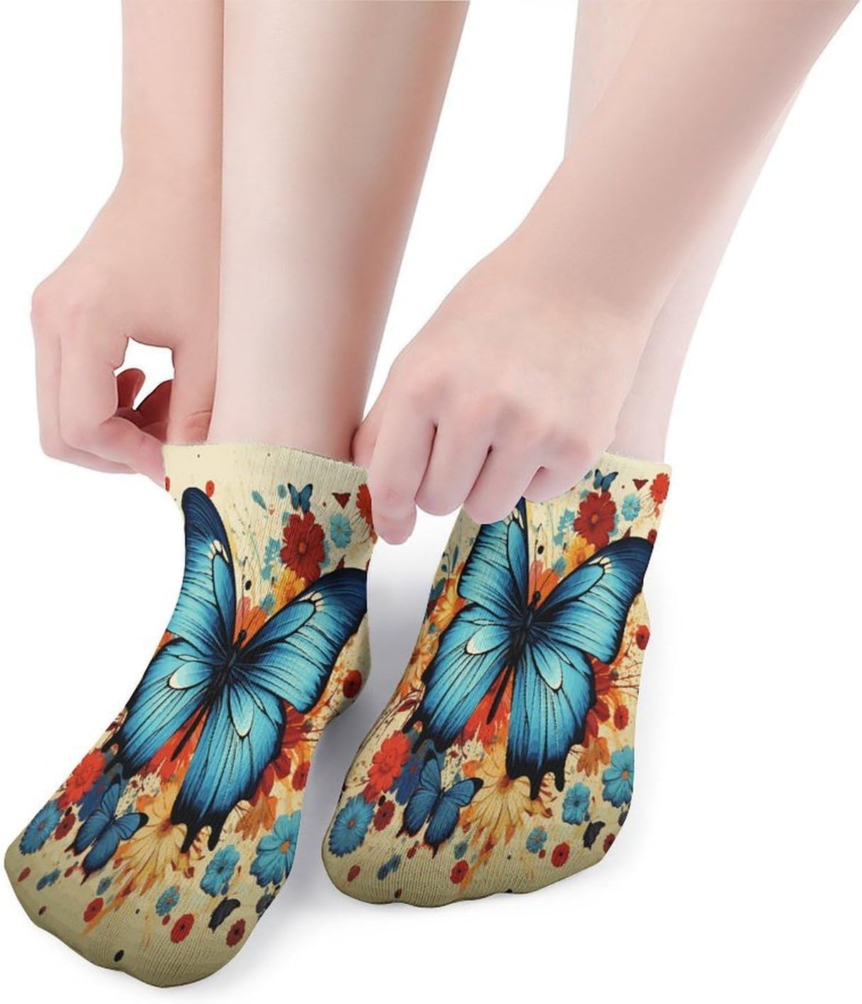 Butterfly Ankle Sock,Cushioned Crew Socks Low Cut Compression Running Sock with Ankle Support for Men Women(5 Pairs)