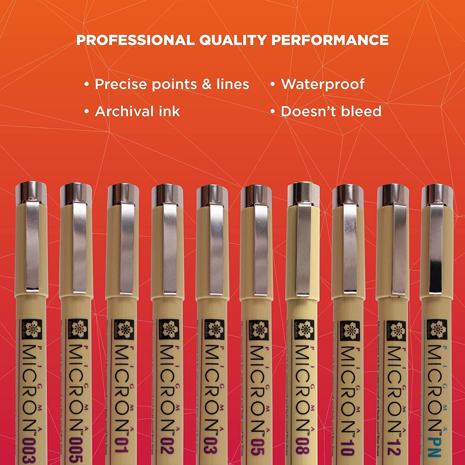 Sakura Pigma Micron fineliner pen 10 piece black ink colour drawing set