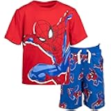 Spider-Man T-Shirt and French Terry Shorts Outfit Set Toddler to Big Kid Sizes (2T - 10-12)
