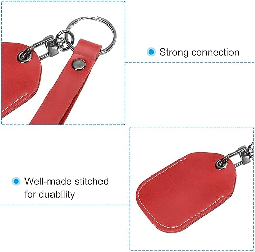 Miniatura 4 de PATIKIL Llavero de cuero en blanco, paquete de 2 llaveros de piel sintética con llaveros para grabado láser, llavero, fabricación de cuero, color