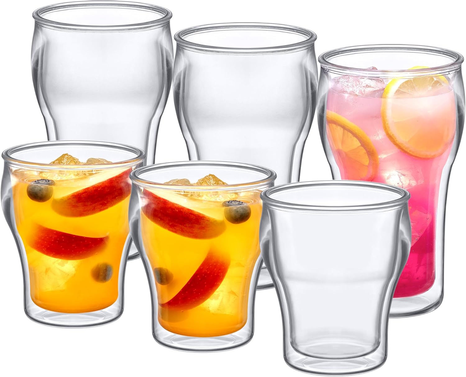 Amazing Abby Rockies Insulated Tumblers - Double-Wall BPA-Free, Shatter-Proof, Dishwasher-Safe Set of 6 with 14-Ounce and 20-Ounce All-Clear Plastic Cups