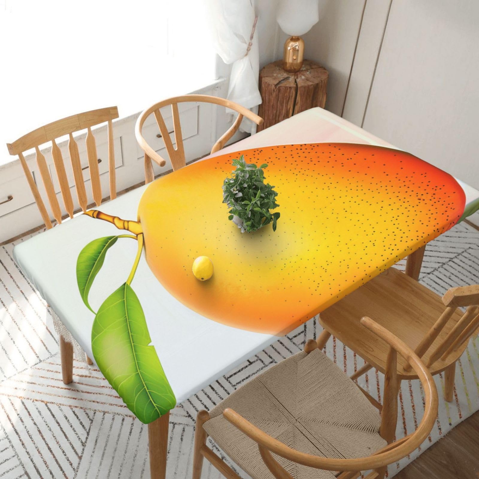 WPKJU Mango Printed Tablecloths 5ft Rectangular Table Covers Washable Polyester Decorative Table Cloth for Dining Table Picnic Wedding