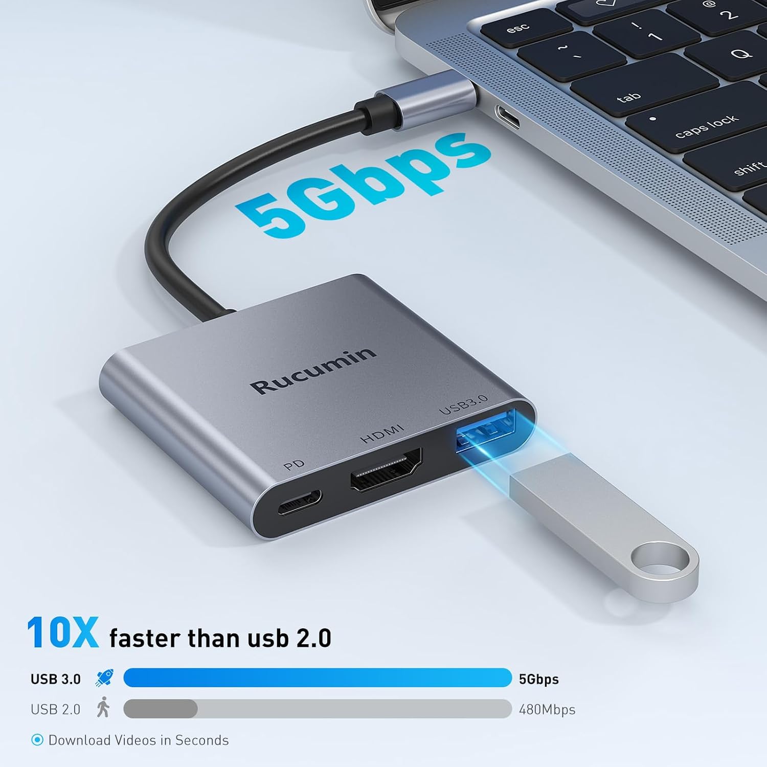 USB C to HDMI Adapter, Type-C to 4K HDMI with 100W PD & USB 3.0 Port, Digital AV Multiport Adapter for MacBook Pro/Air, iPad Pro/Air, iPhone 15Pro/16, Switch, Tablets and More USB-C Devices
