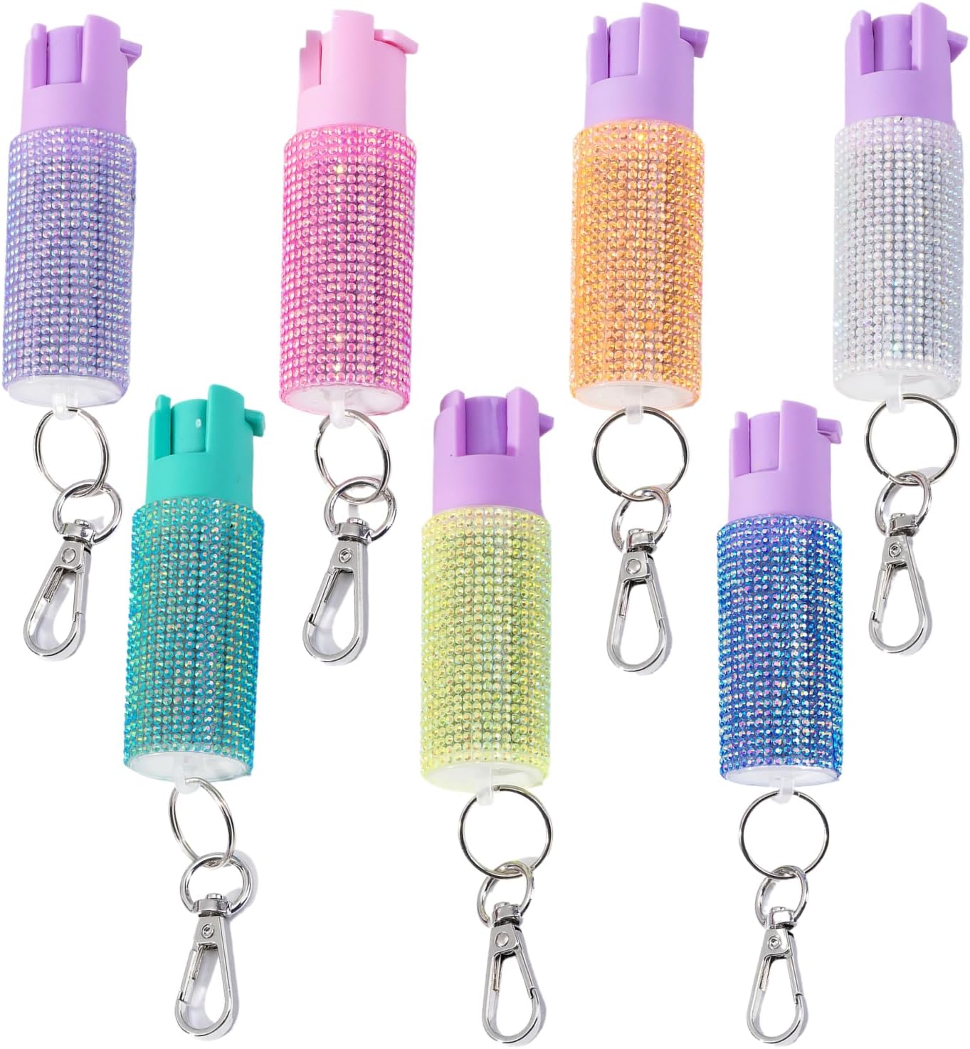 6-Pack Rhinestone Bling Pepper Spray for Women 20ml Self-Defense Keychain Twist-Lock Safety, 12 ft Range