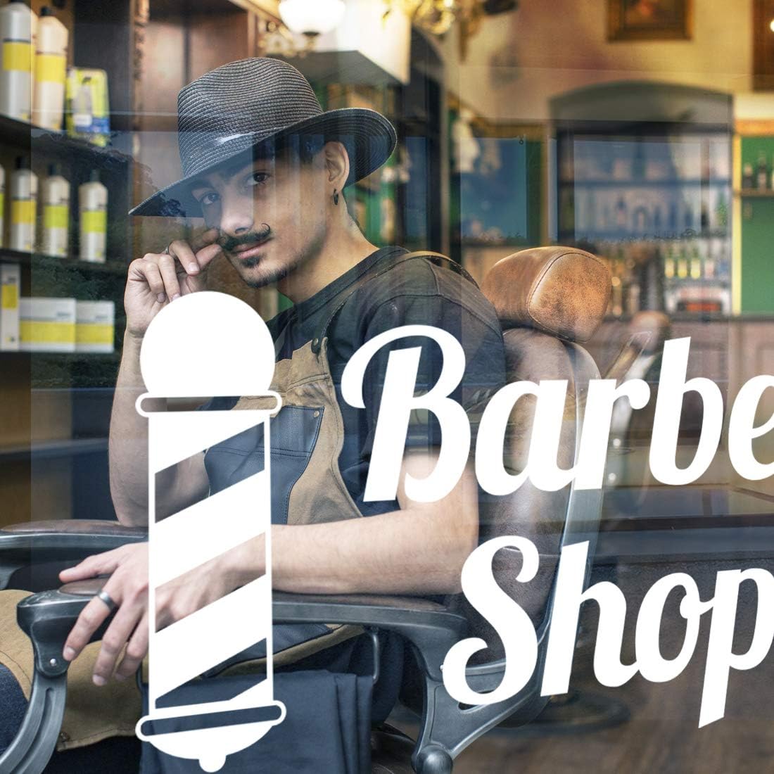 Barber Shop Sign Sticker Vinyl Wall Decor Window Stickers Salon Decal Art Removable Room Wallpaper Decoration Barbershop Lettering Adhesive Beauty Signage DIY Man Business Front Design Signs Stylist - Image 4