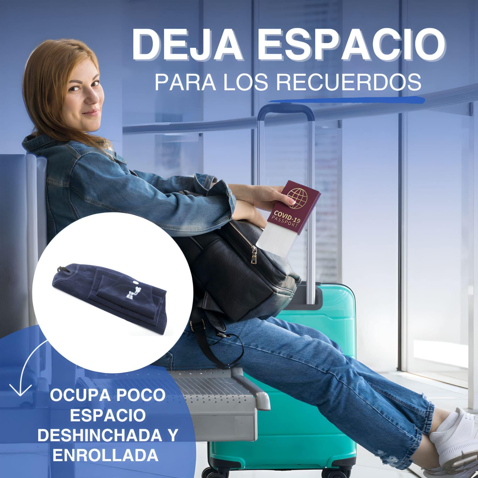 Cuscino da viaggio gonfiabile con supporto per testa, collo e cervicale, morbido come un cuscino, eccellente ed ergonomico per il riposo in viaggio sia in aereo che in auto o in treno.