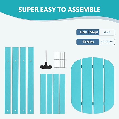 Miniatura 5 de Plawdlik Hdpe - Mesa auxiliar Adirondack para exteriores, con textura de madera, juego para patio, jardín, porche, piscina, patio compuesto, patio