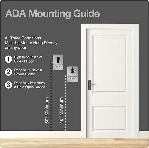 Miniatura 26 de Letrero de baño – Letrero de aluminio para discapacitados en Braille con cinta 3M de doble cara – 9 x 6 pulgadas para oficinas y restaurantes