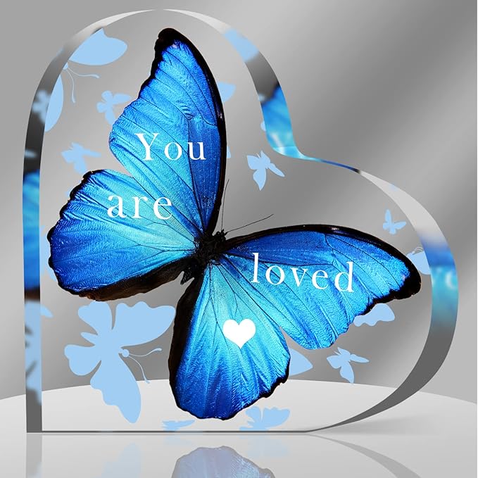 Acrylic Heart Gifts for Women Butterflies Inspirational